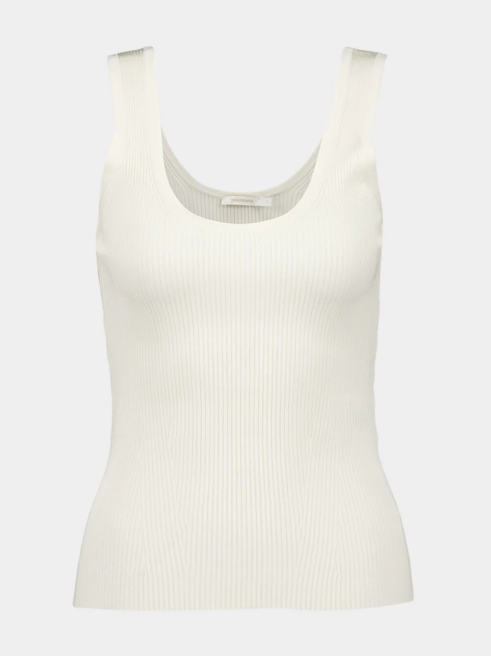 Ivory Tank Top Rib Scoop Neck Viscose