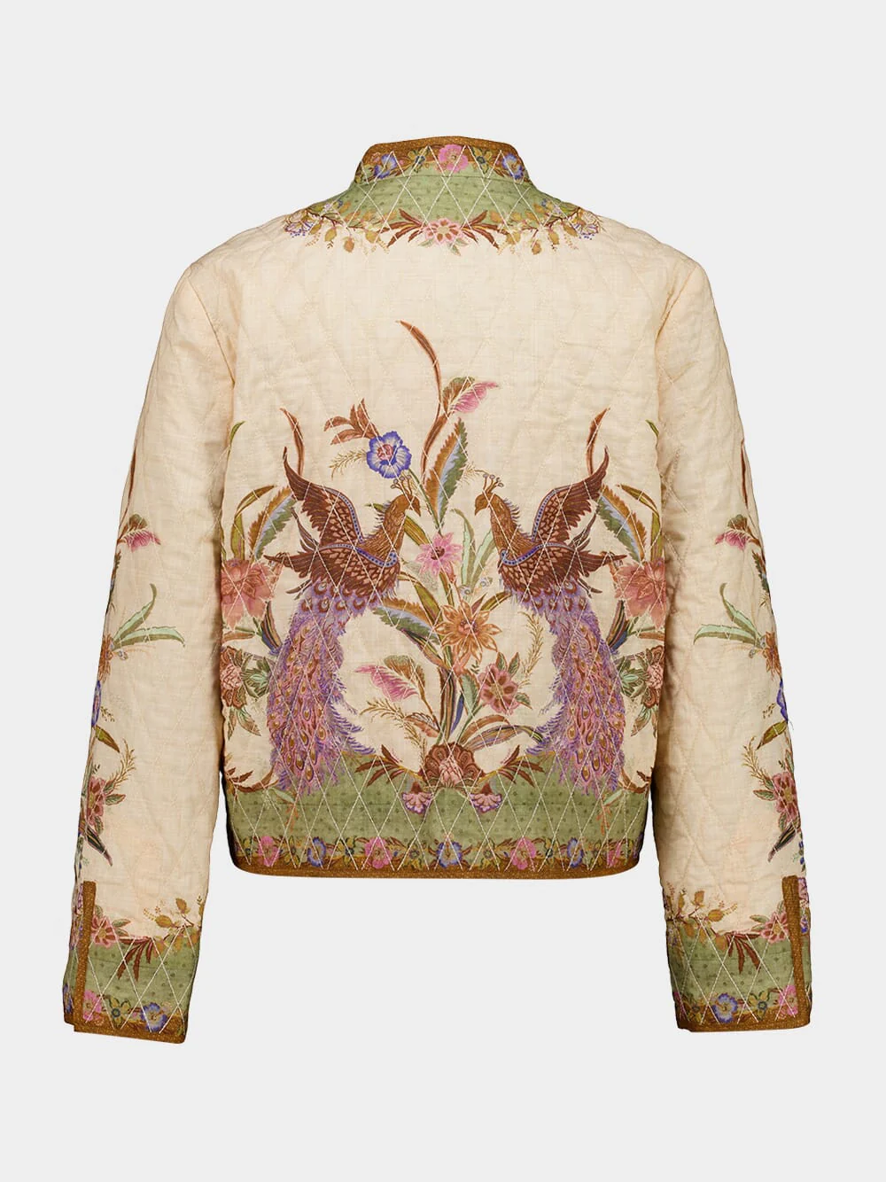 Khaki Floral Quilted Indra Bomber Jacket - Image 3