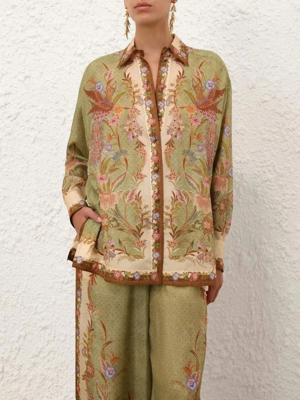 Khaki Scarf Floral Indra Shirt - Image 2