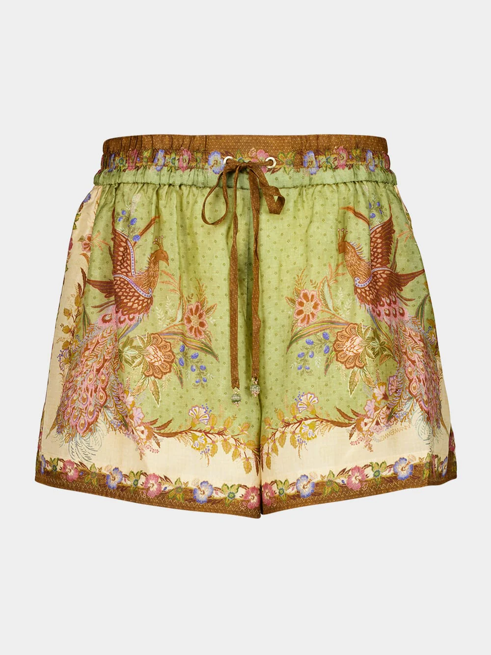Khaki Scarf Floral Indra Shorts