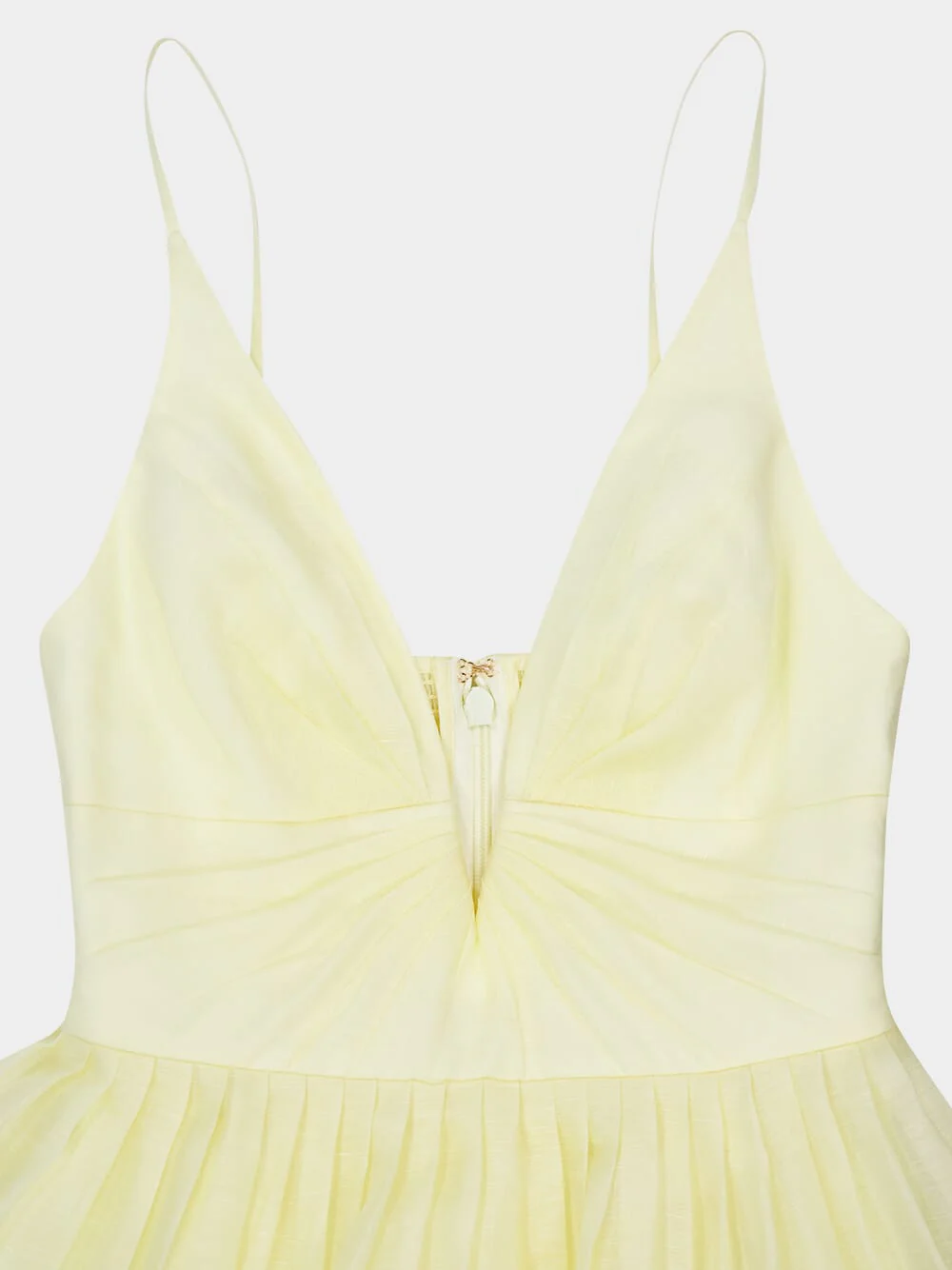 Lemon Silk-Linen V-Neck Mini Dress - Image 11