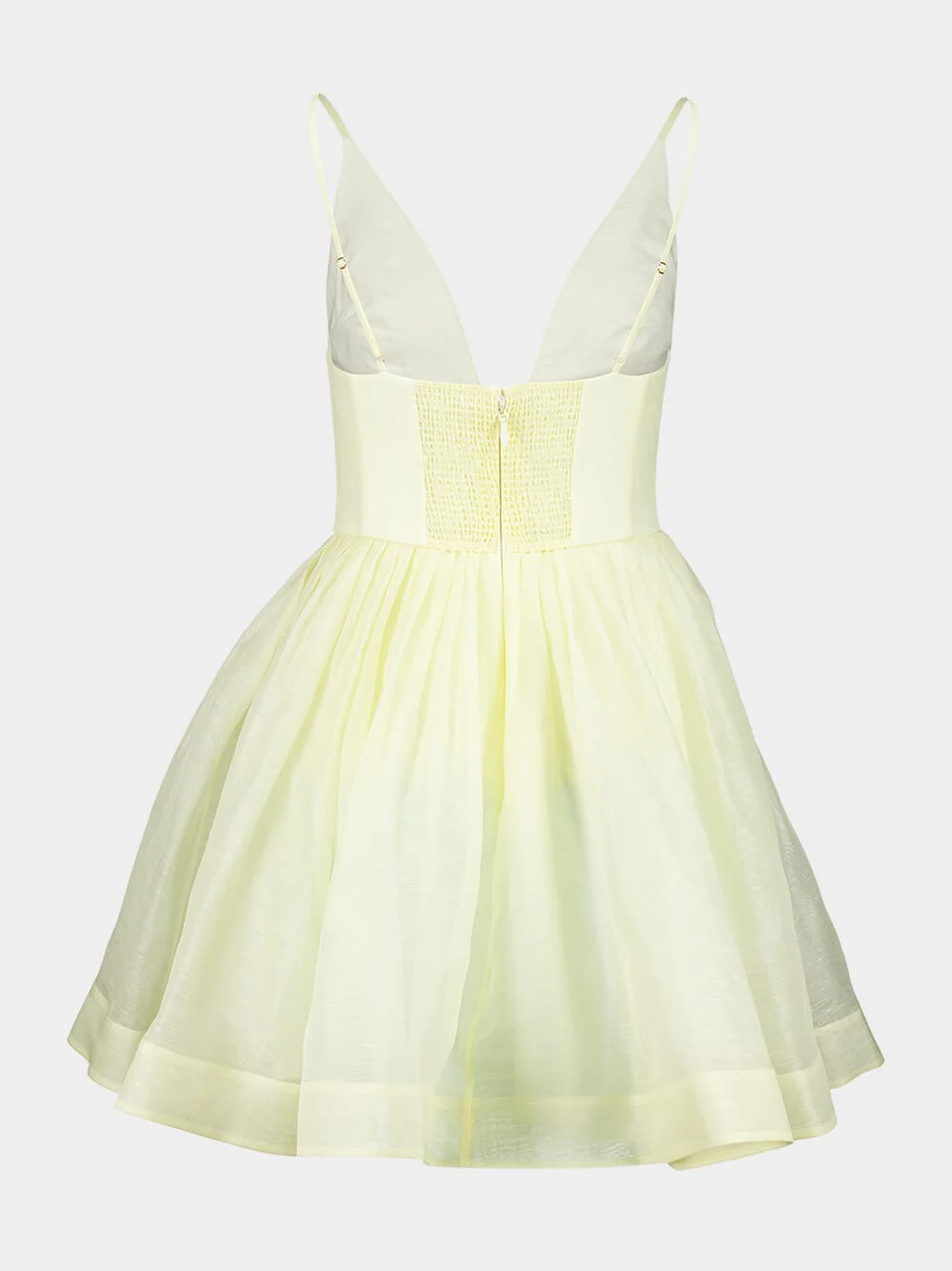 Lemon Silk-Linen V-Neck Mini Dress - Image 3