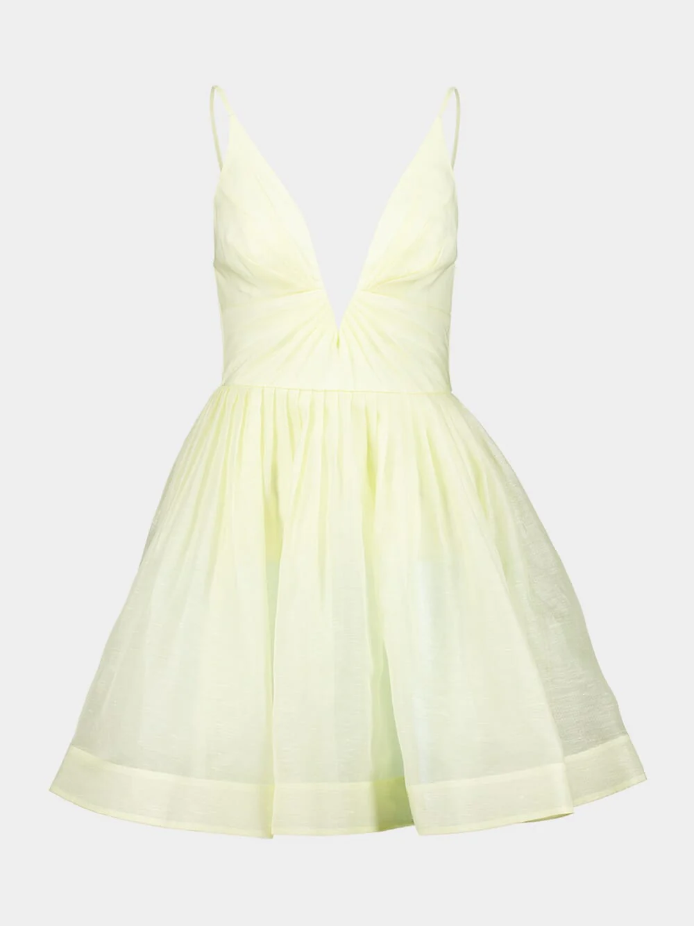 Lemon Silk-Linen V-Neck Mini Dress - Image 7