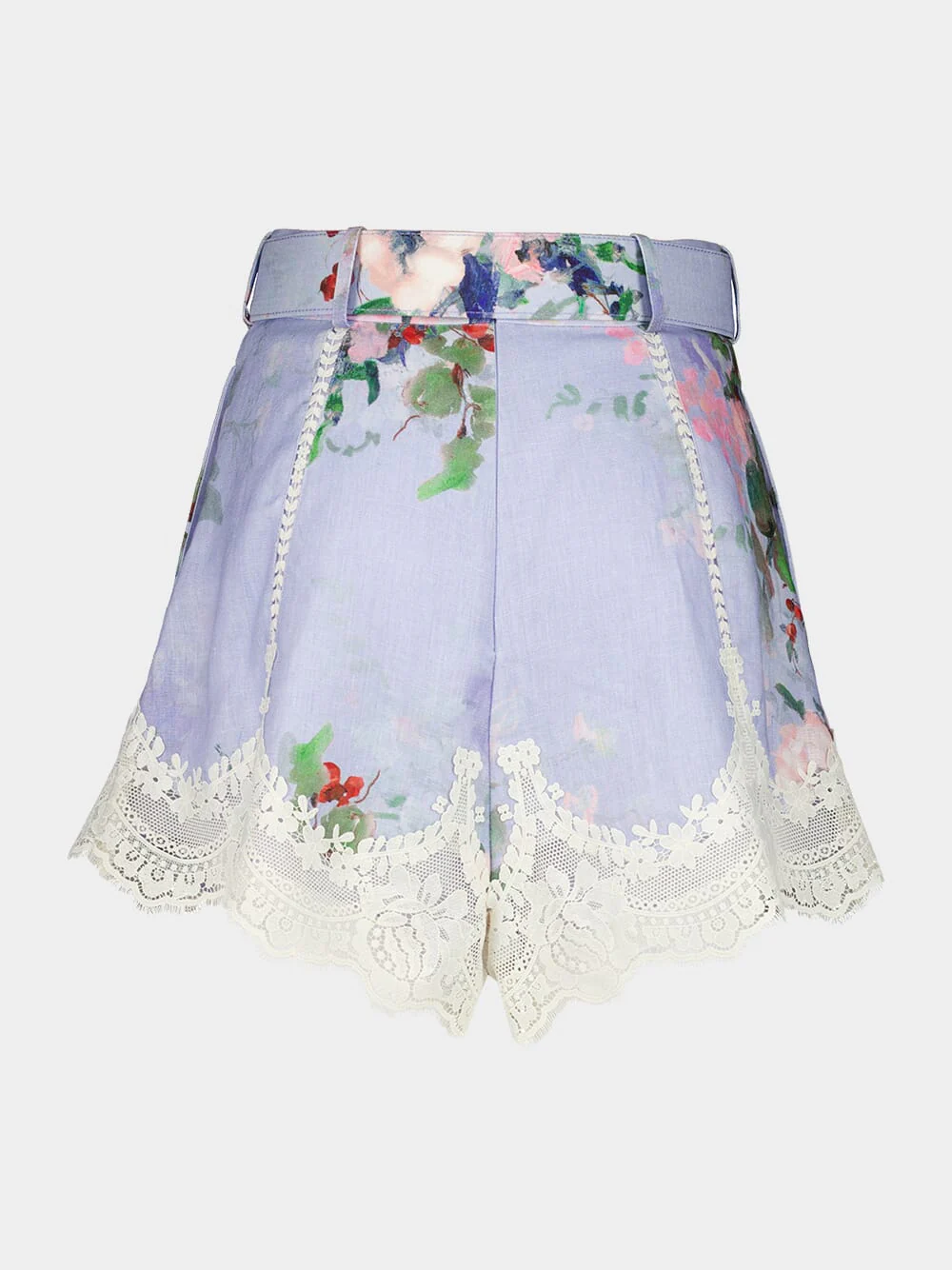 Light Blue Everley Lace Trim Tuck Shorts - Image 2