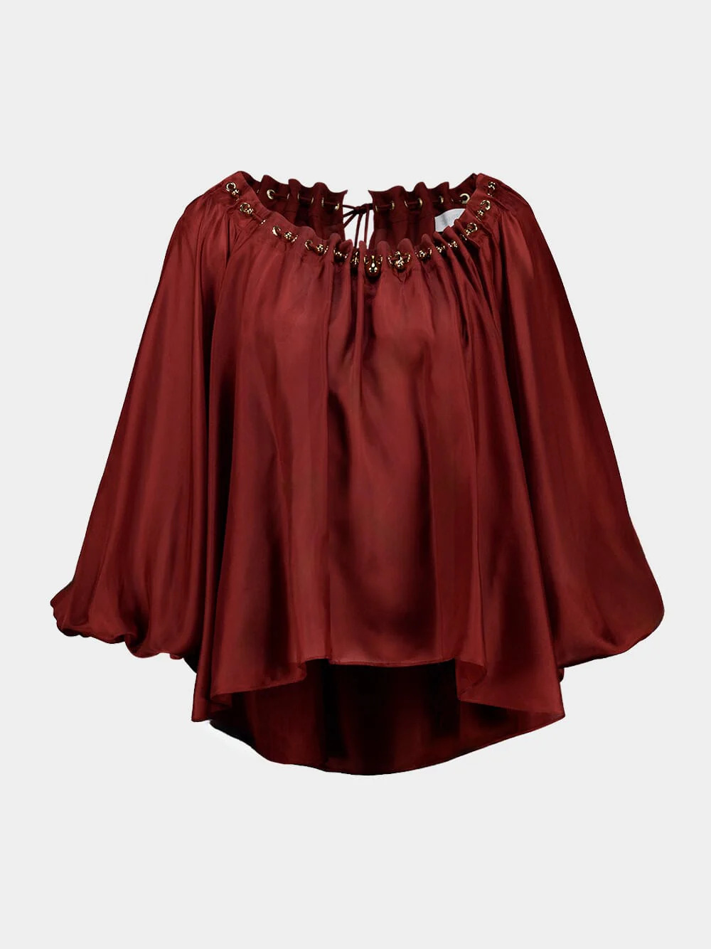 Merlot Aster Gathered Silk Blouse