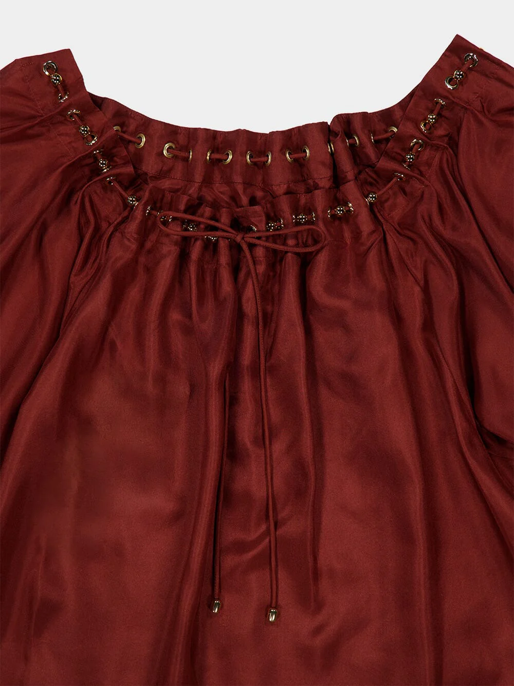 Merlot Aster Gathered Silk Blouse - Image 5
