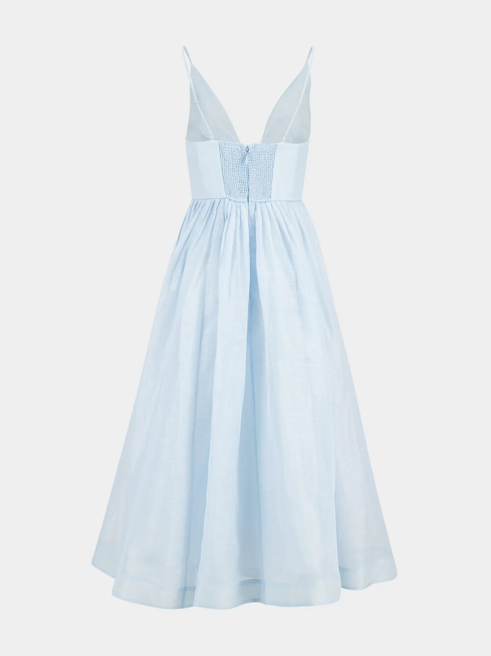Mint Silk-Linen V-Neck Midi Dress - Image 3