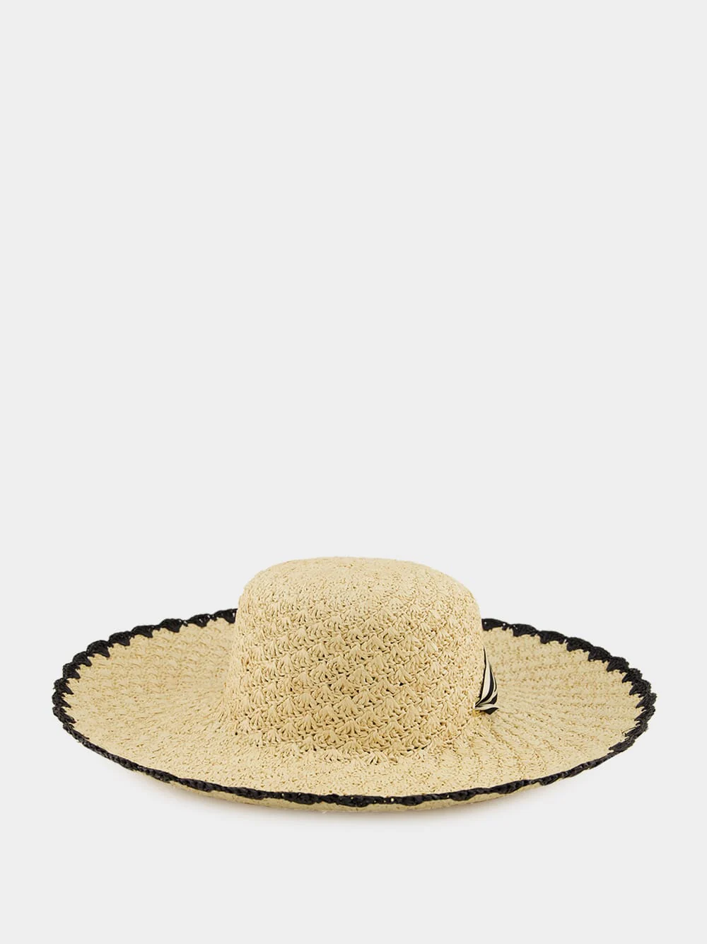 Natural Black Raffia Tipped Sunhat - Image 3