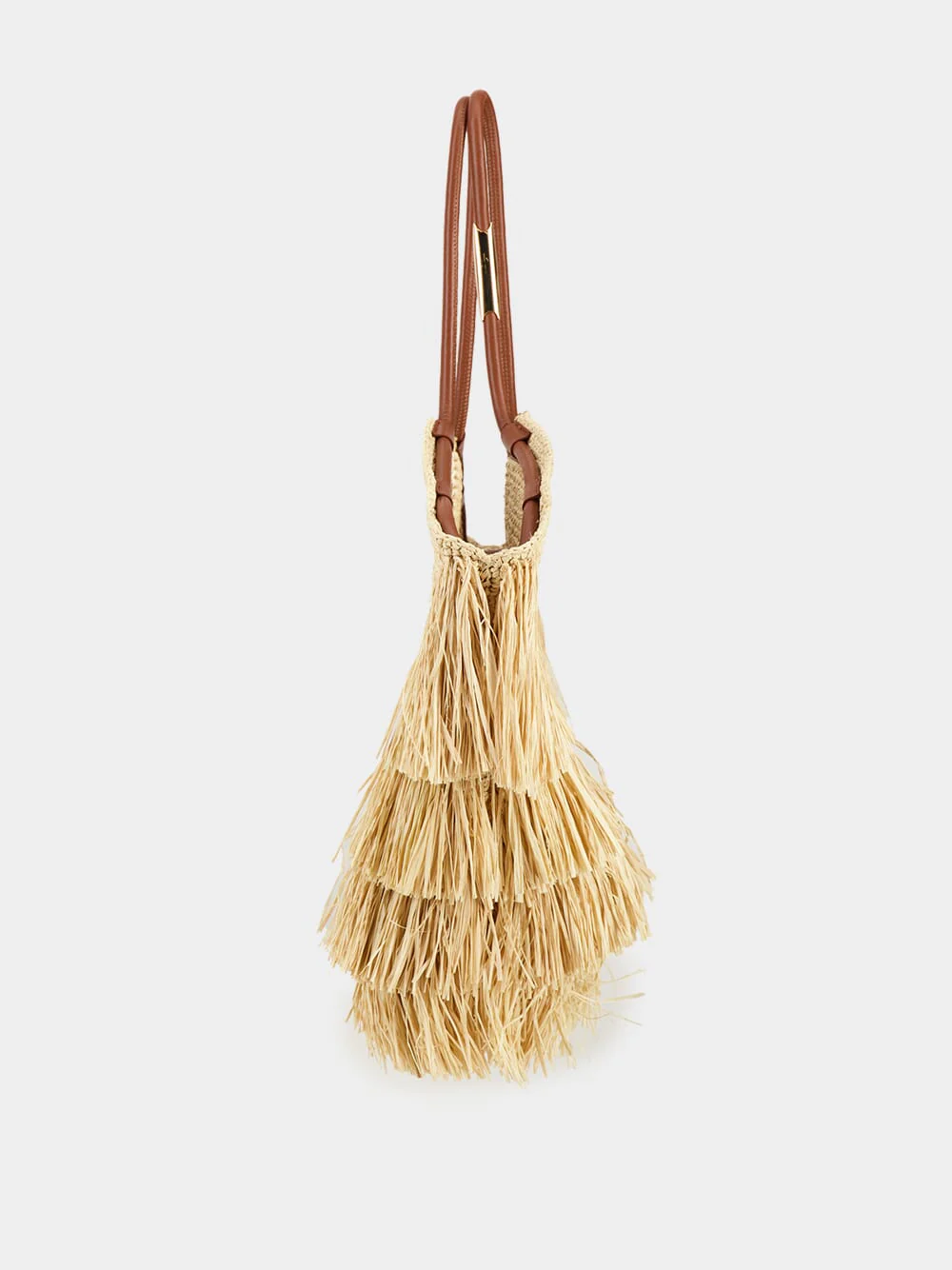 Natural Goldentime Medium Raffia Fringe Tote - Image 5