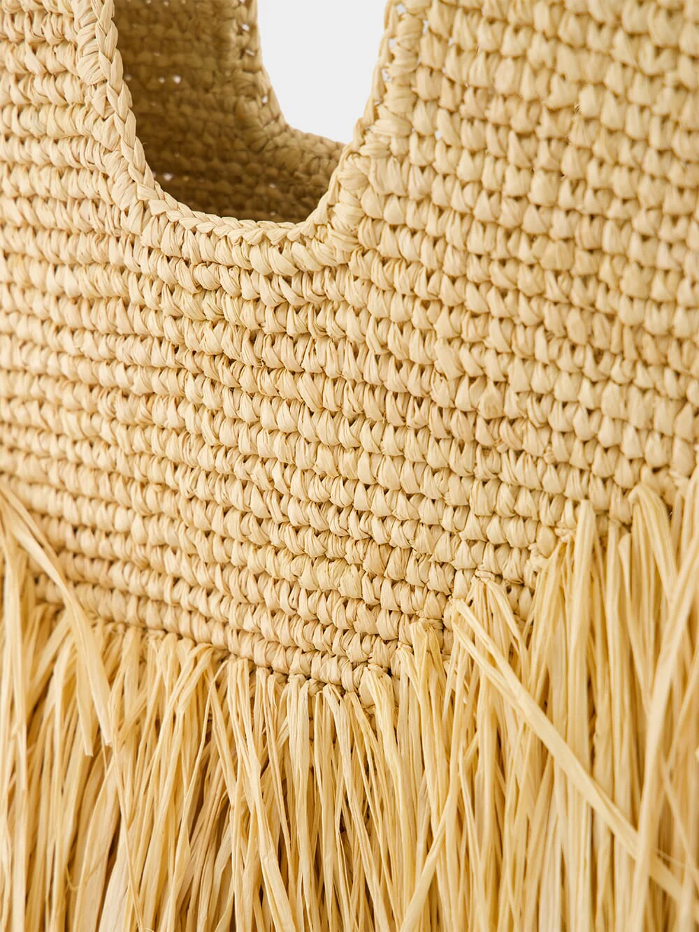 Natural Goldentime Medium Raffia Fringe Tote - Image 8
