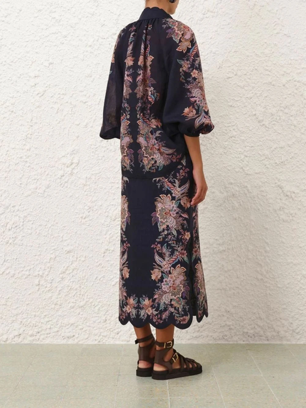 Navy Blue Midi Skirt with Rhiannon Scallop - Image 4
