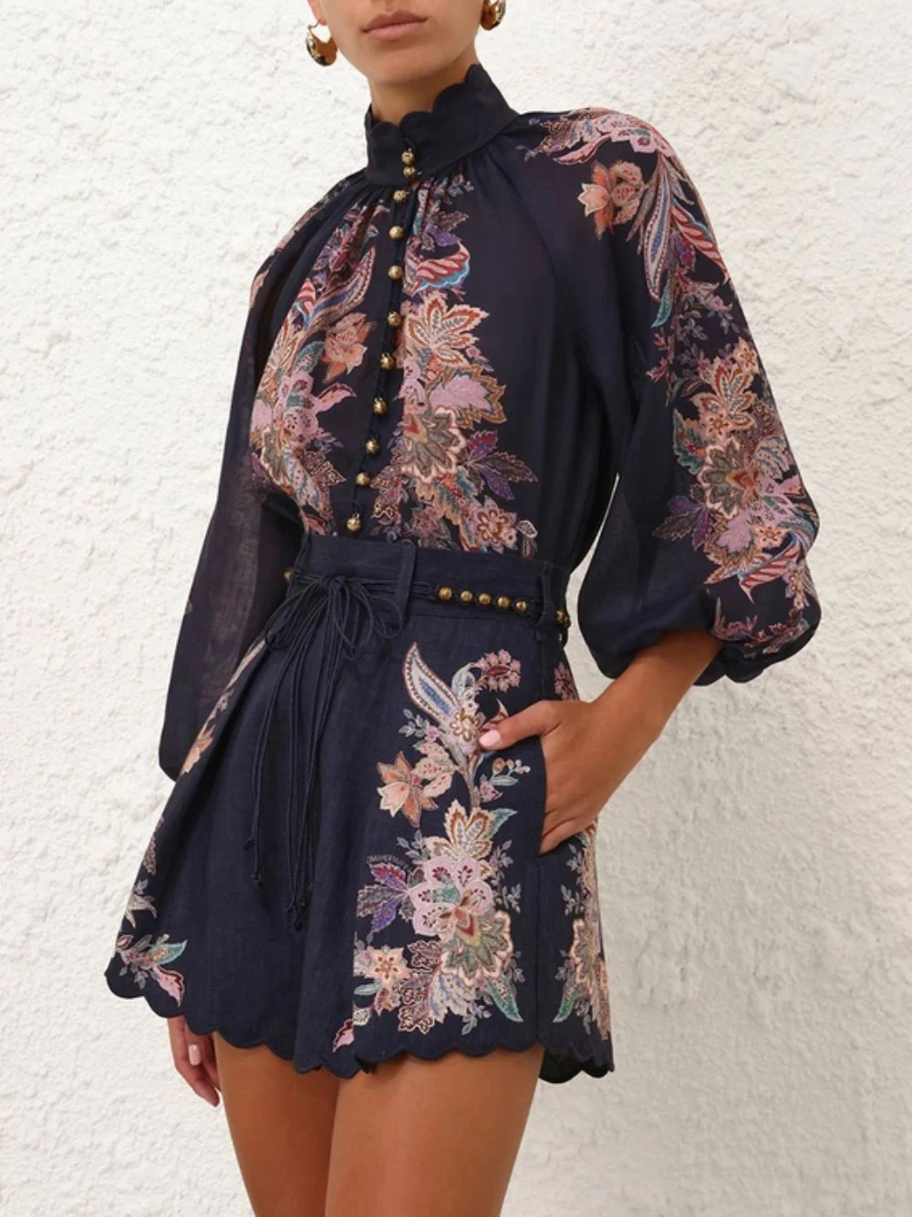 Navy Casual Fit Shorts with Rhiannon Tuck - Image 2
