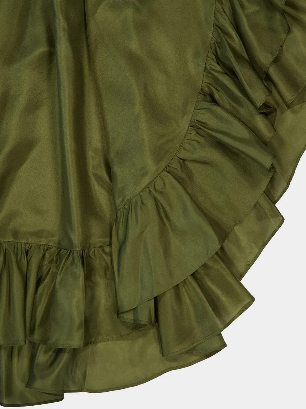 Olive Cascadian Ruffle Midi Dress - Image 4
