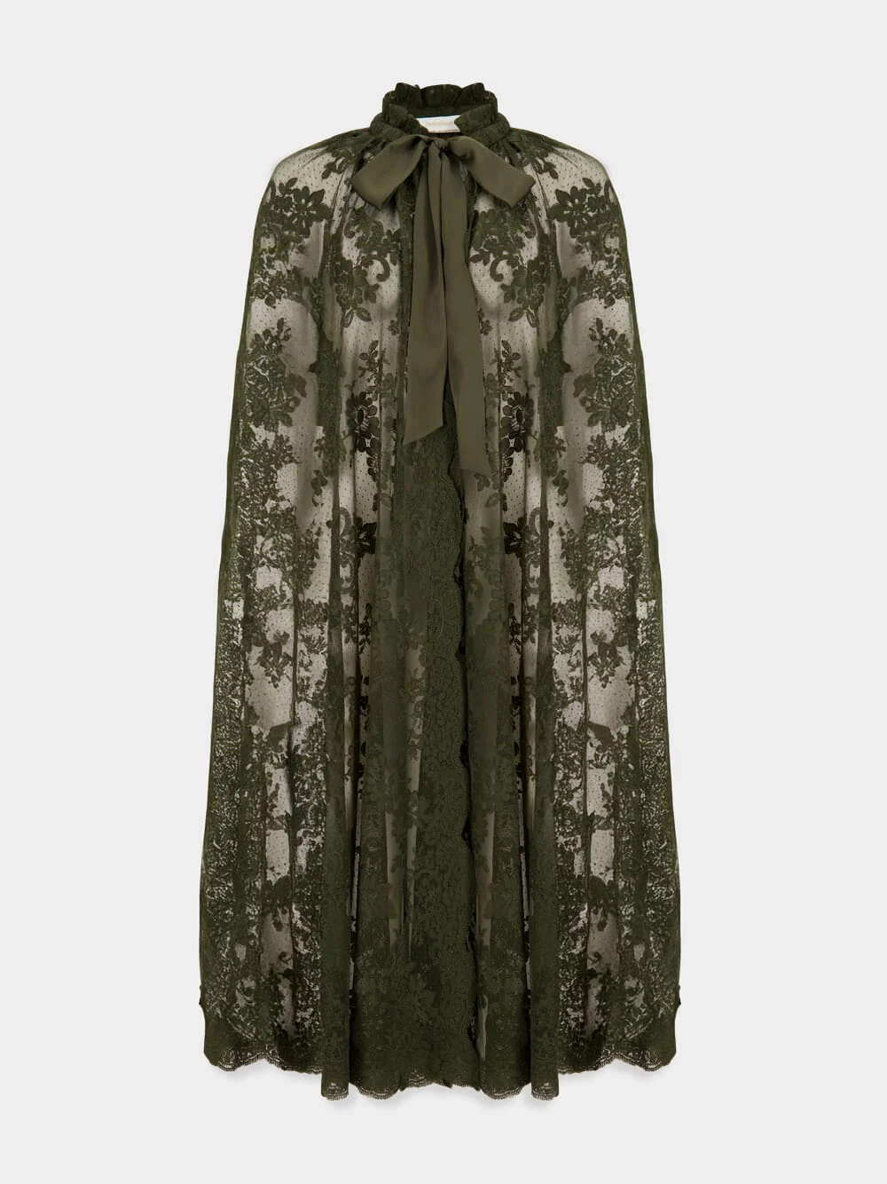 Olive Green Memento Lace Cape - Image 2