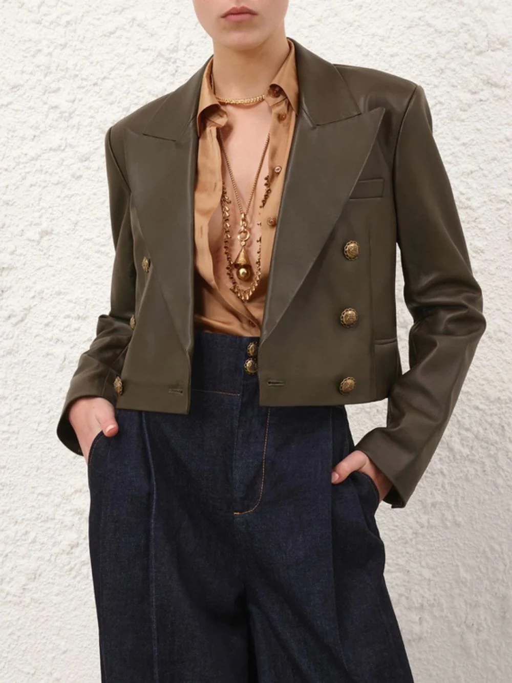 Olive Hypnotic Leather Blazer - Image 2