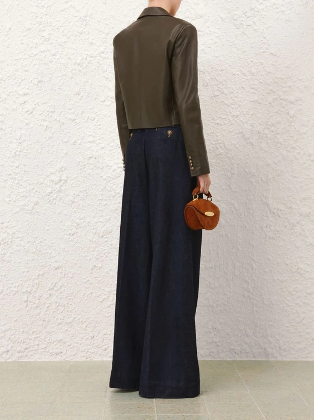 Olive Hypnotic Leather Blazer - Image 4