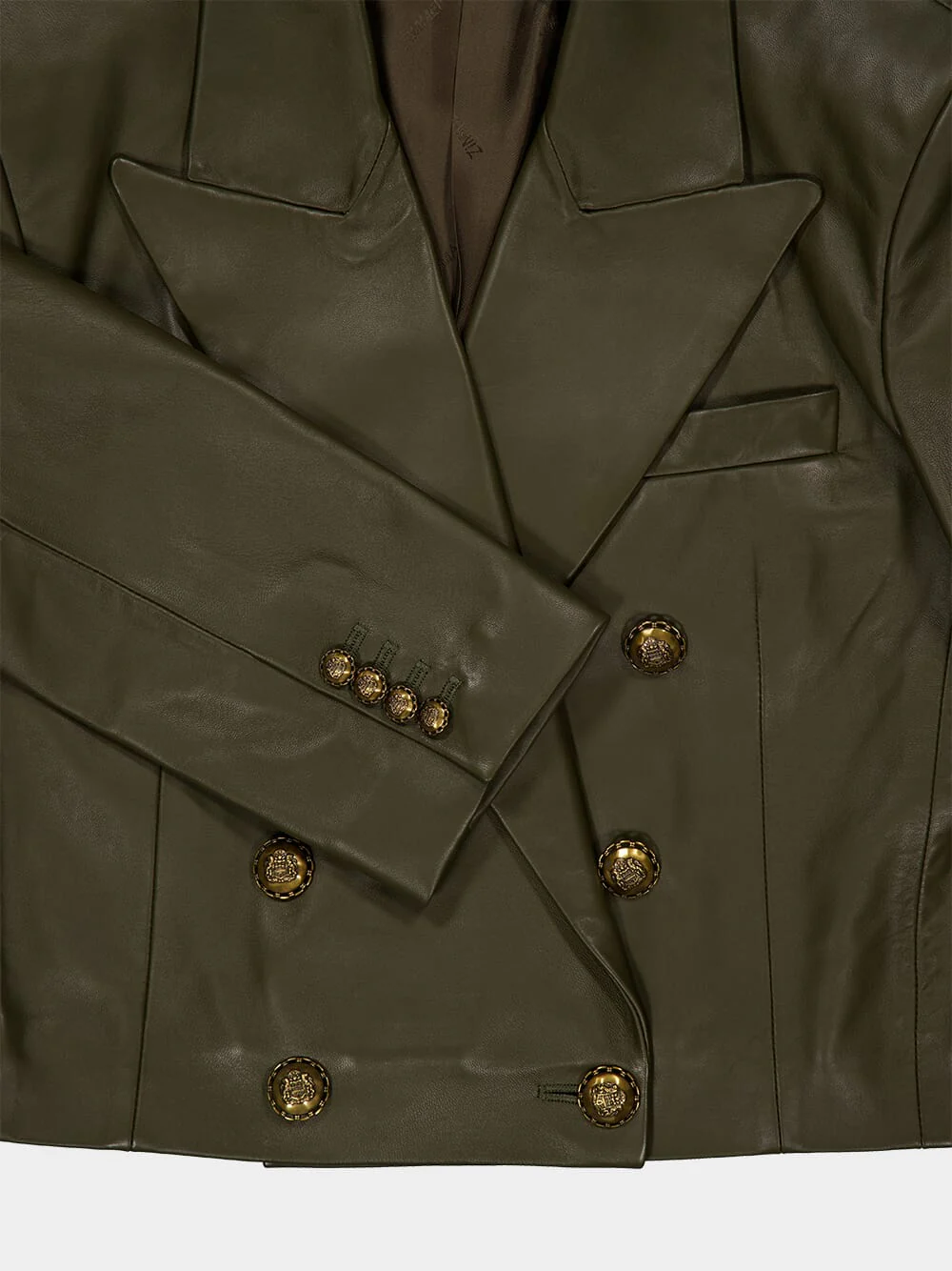 Olive Hypnotic Leather Blazer - Image 6