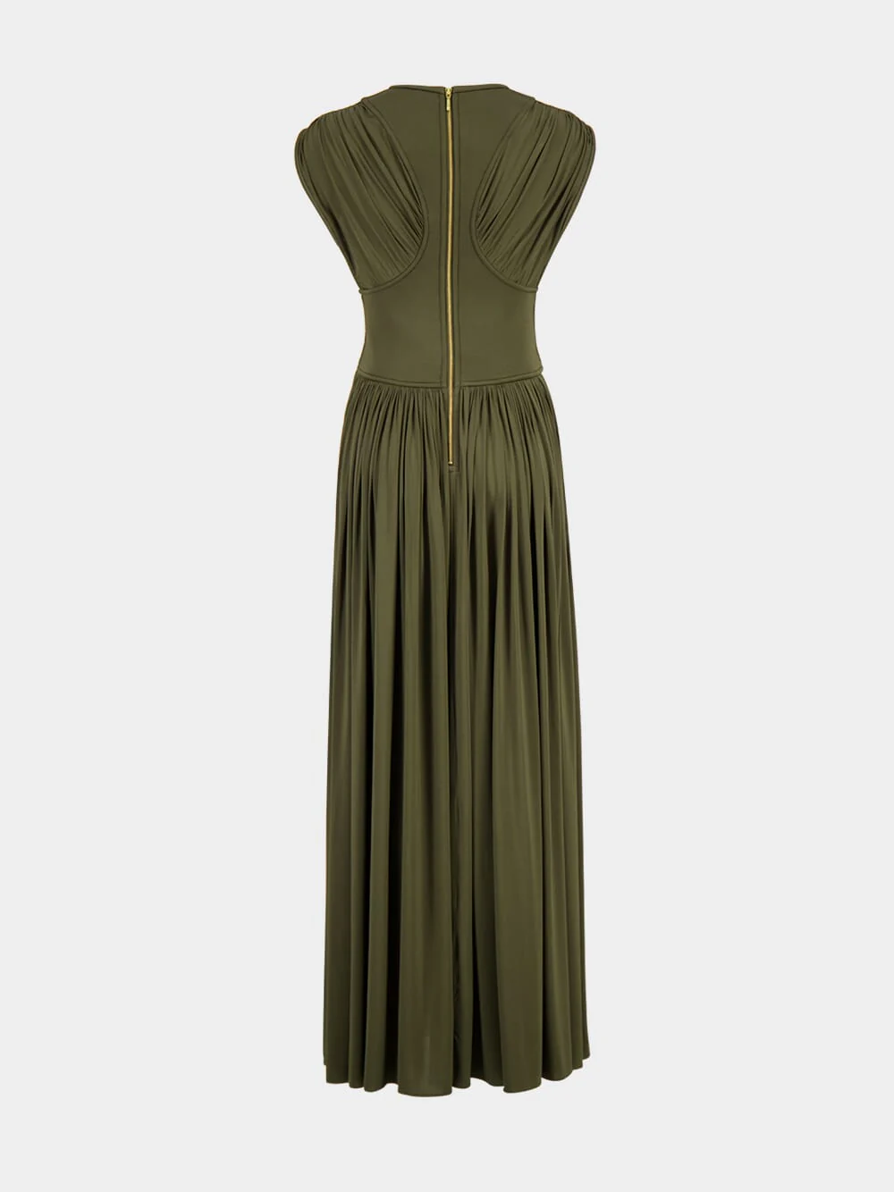 Olive Luna Pleated Maxi Dress - Image 4