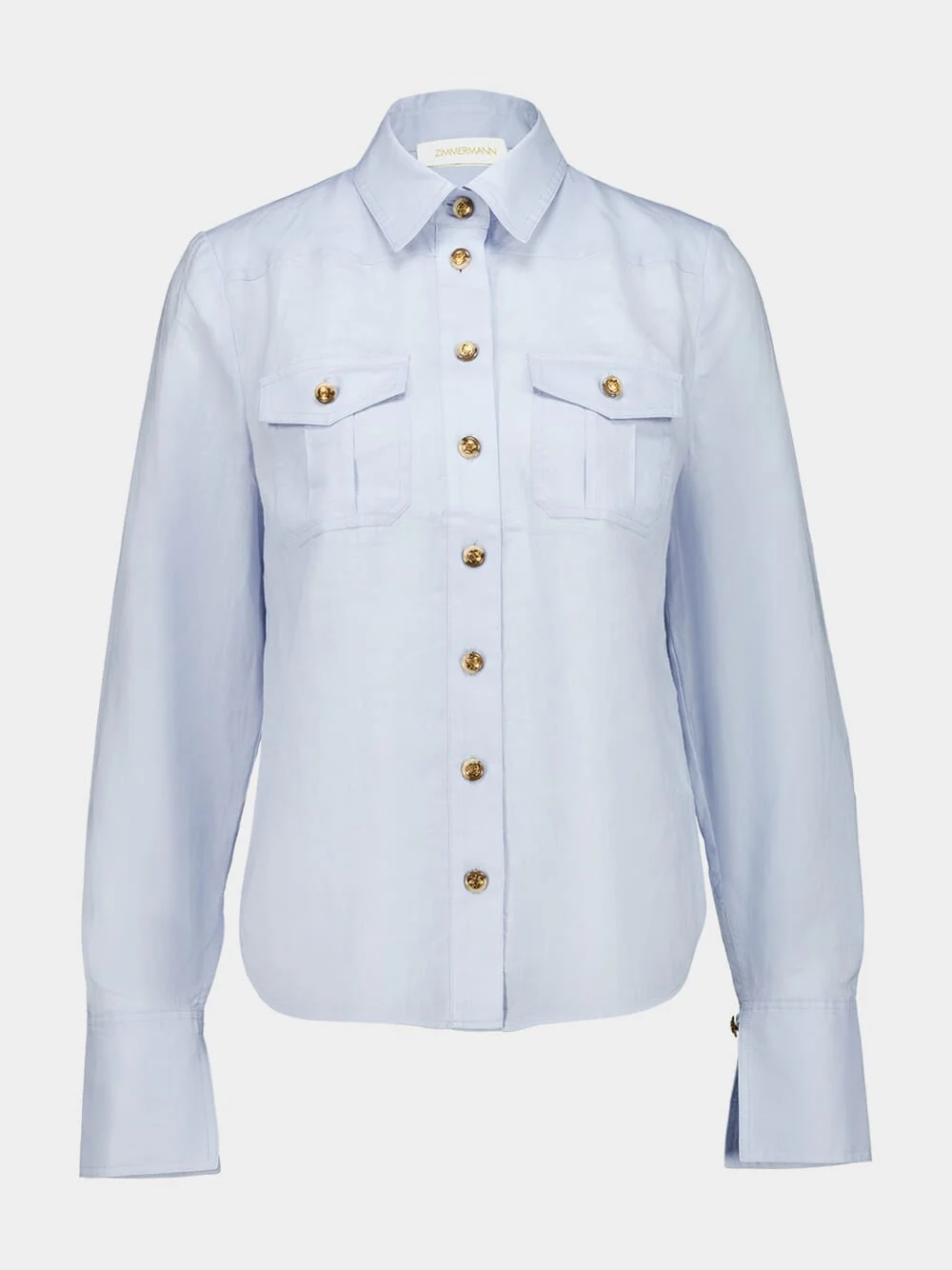 Pale Blue Ramie Safari Shirt