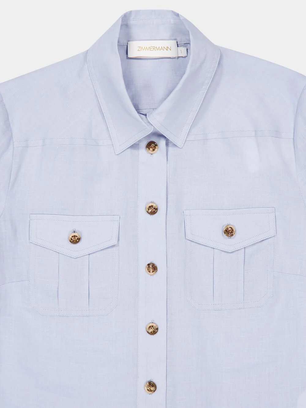 Pale Blue Ramie Safari Shirt - Image 3