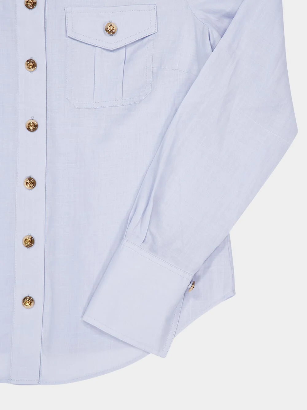 Pale Blue Ramie Safari Shirt - Image 4