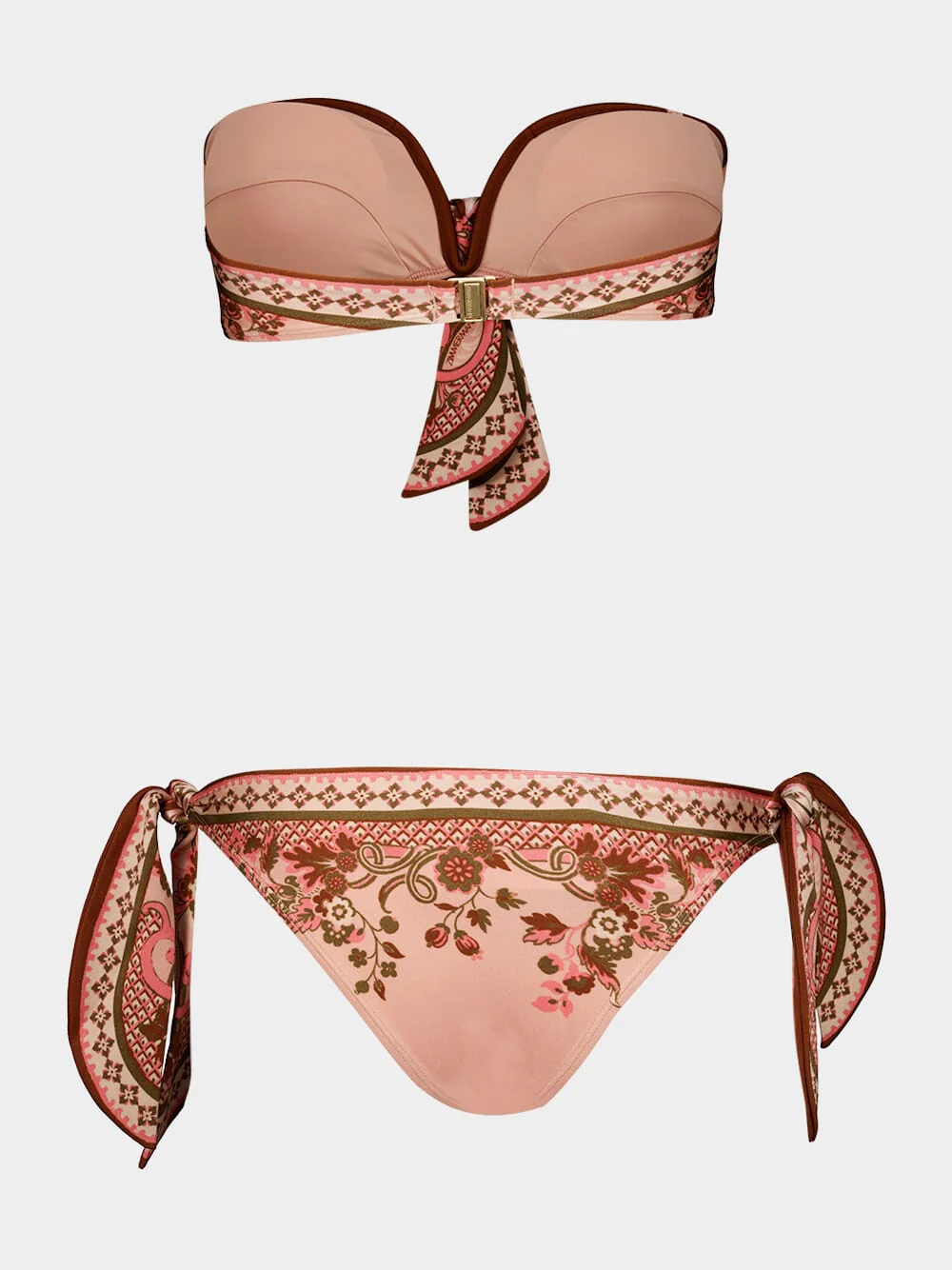 Pink Paisley Floral Aster Scarf Tie Bikini - Image 3