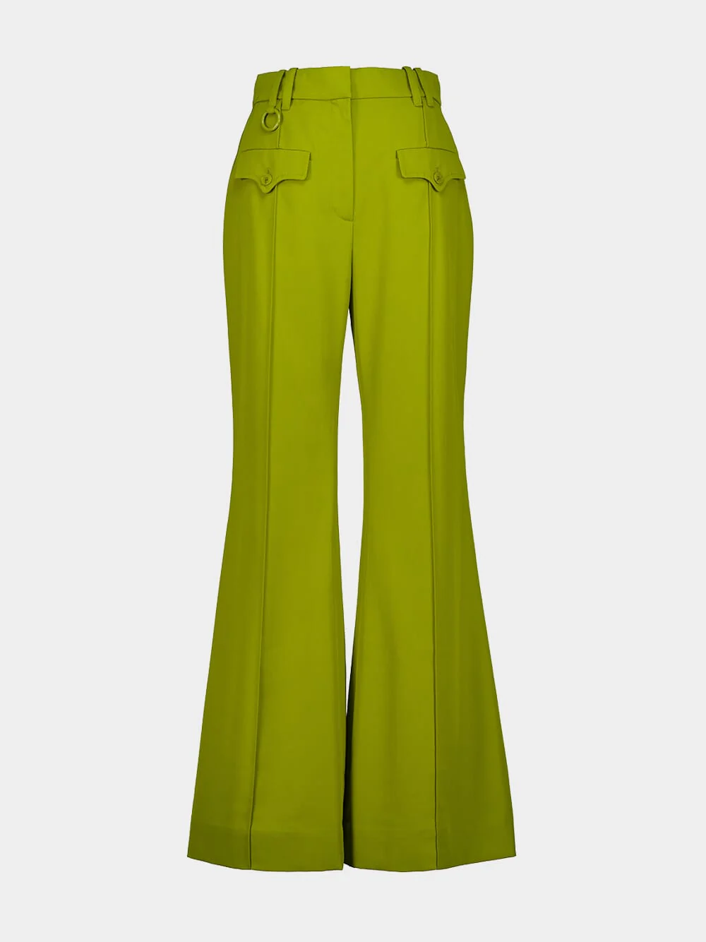 Pistachio Luna Wool Flare Trousers