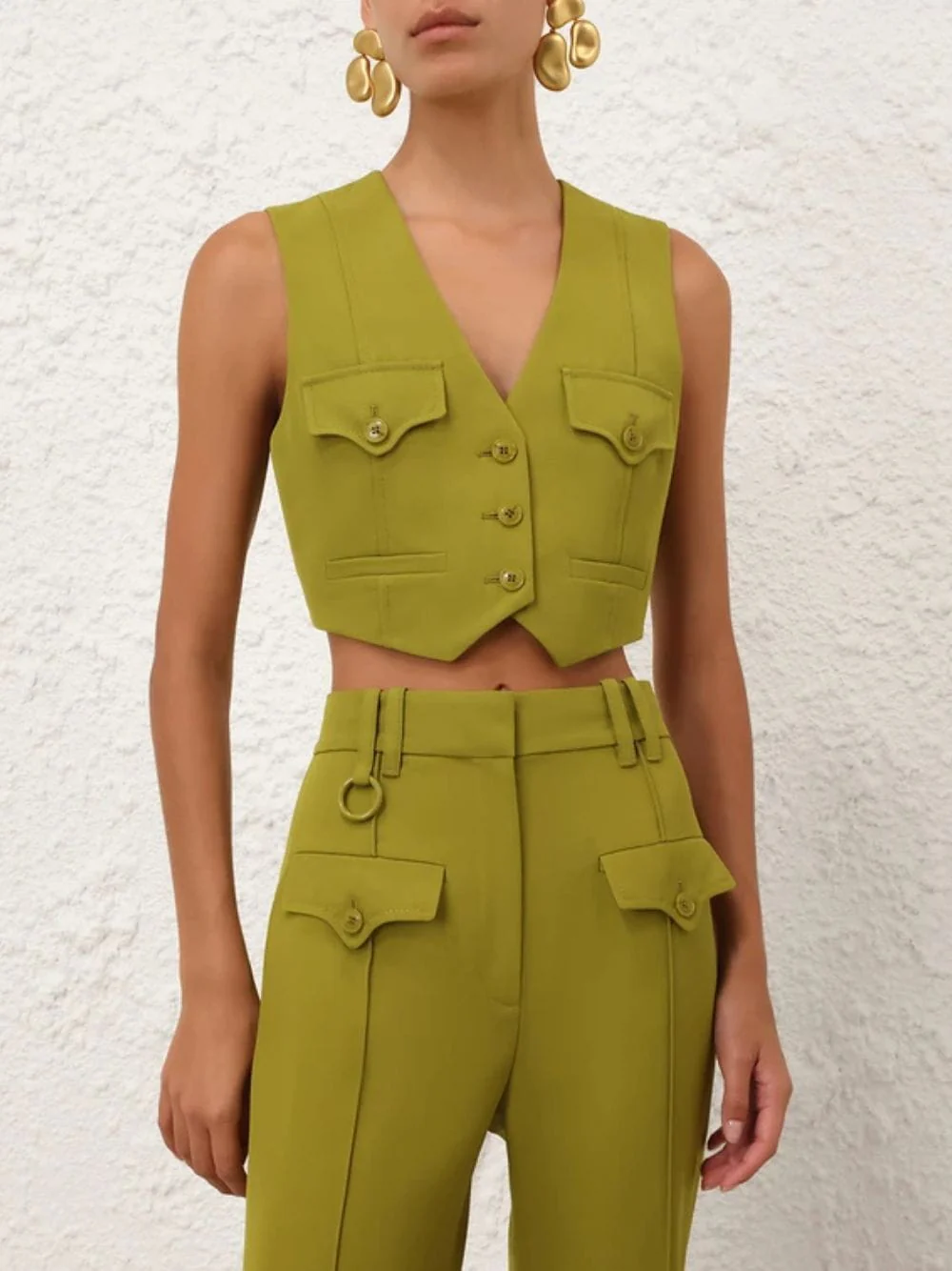 Pistachio Luna Wool Waistcoat - Image 3