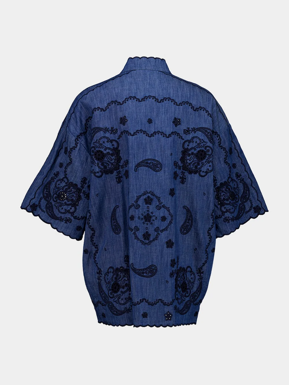 Railway Blue Aster Embroidered Denim Shirt - Image 3