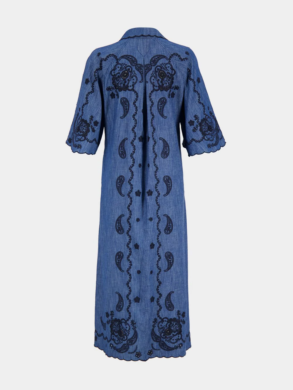 Railway Blue Aster Embroidered Midi Dress - Image 3
