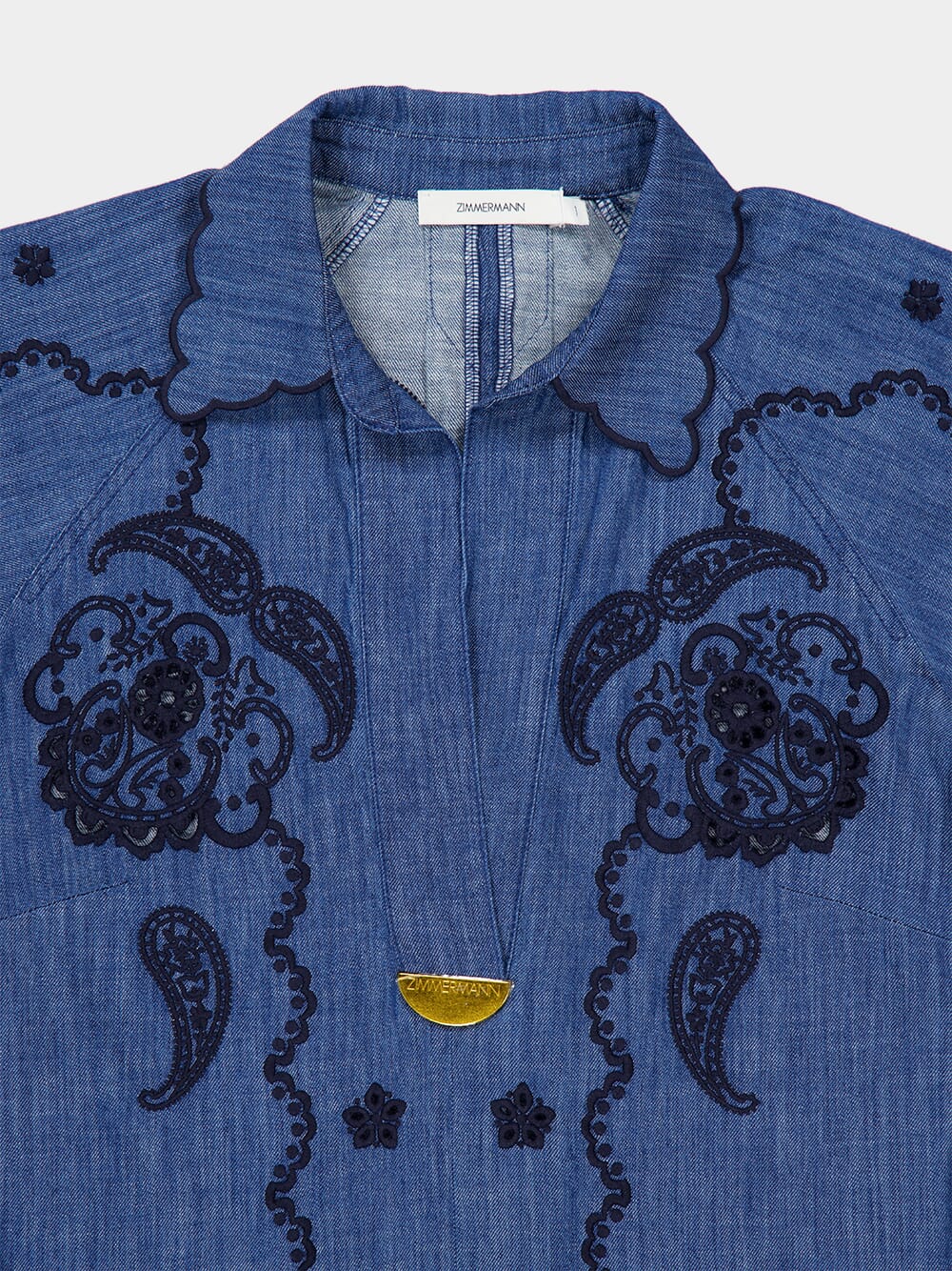 Railway Blue Aster Embroidered Midi Dress - Image 5