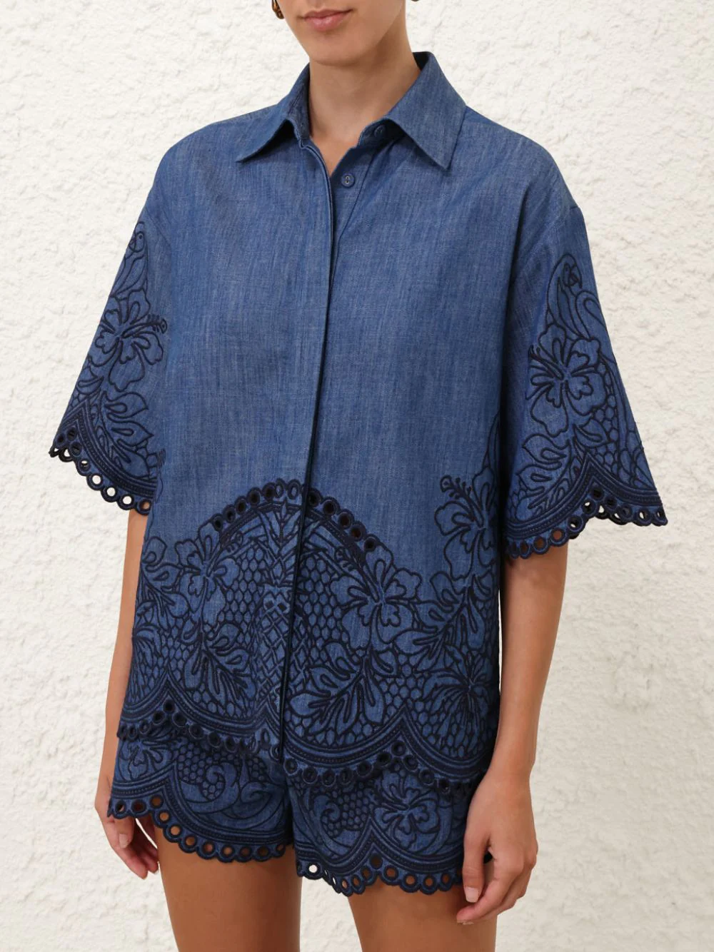 Railway Blue Coco Embroidered Denim Shirt - Image 2