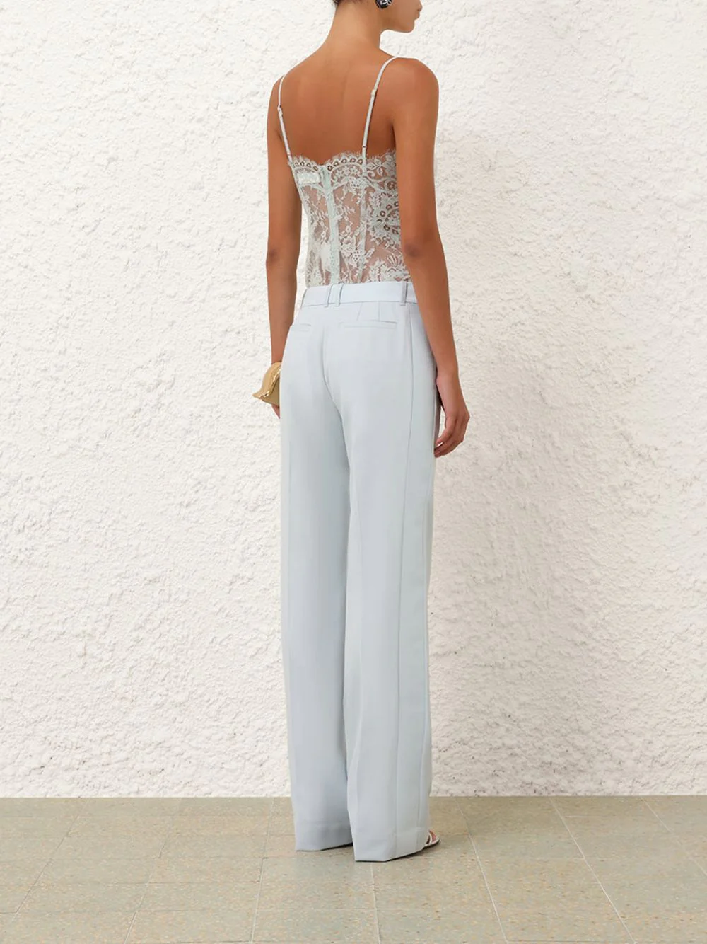 Sea Foam Illuminate Straight Tux Trousers - Image 4
