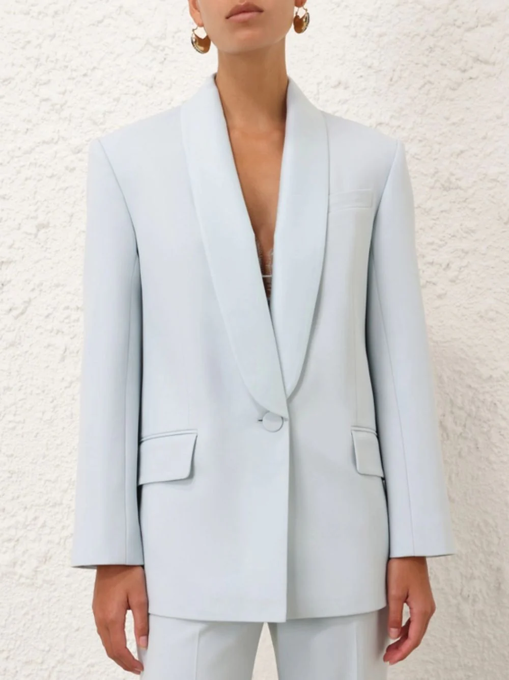 Sea Foam Shawl Collar Tuxedo Jacket - Image 2