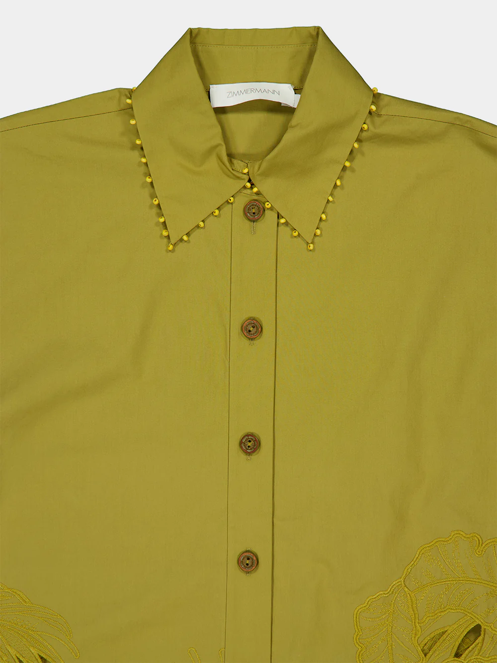 Moss Embroidered Cotton Cut-Out Shirt - Image 3