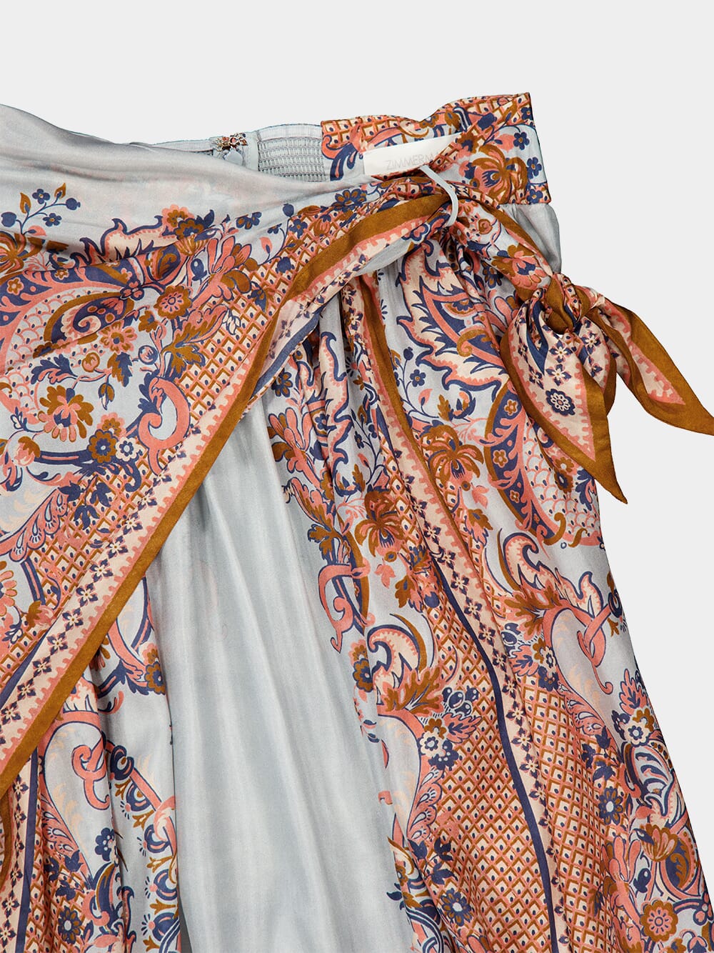 Blue Paisley Flora Aster Silk Midi Skirt - Image 3