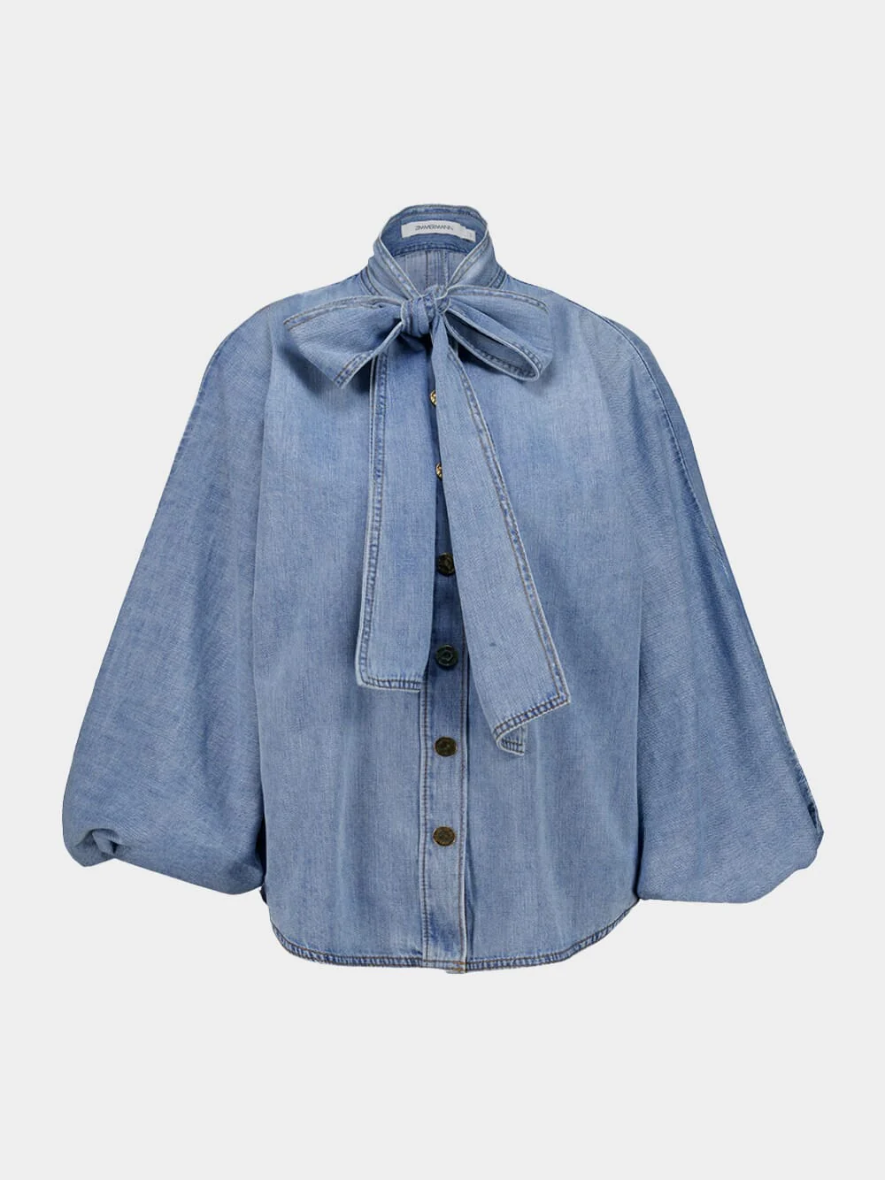 Skylark Blue Indra Denim Tie Blouse