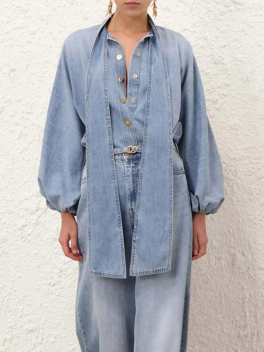 Skylark Blue Indra Denim Tie Blouse - Image 2