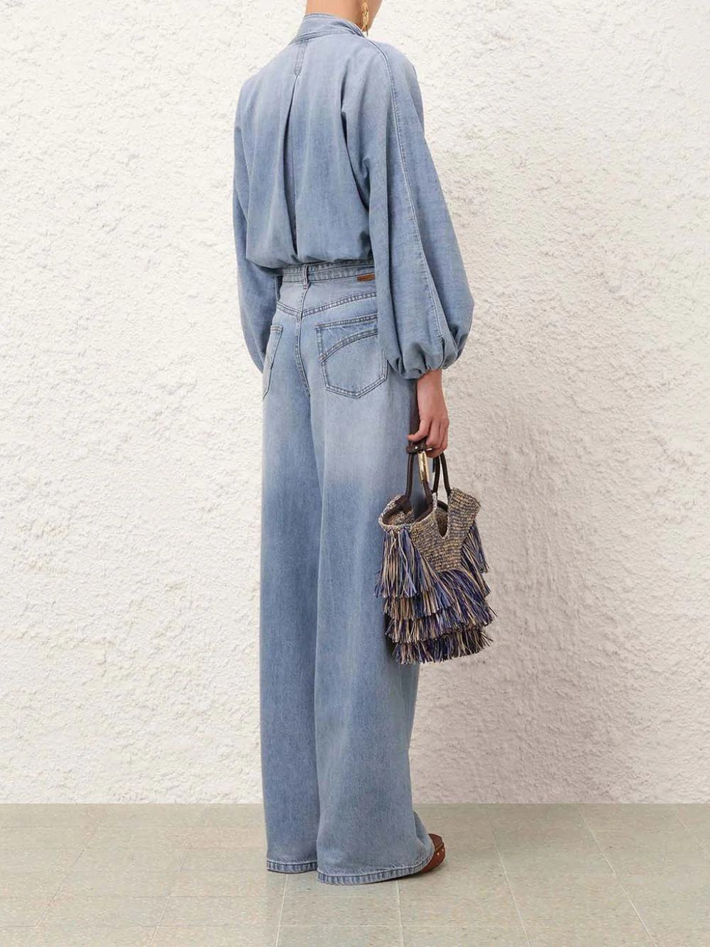 Skylark Blue Indra Denim Tie Blouse - Image 4