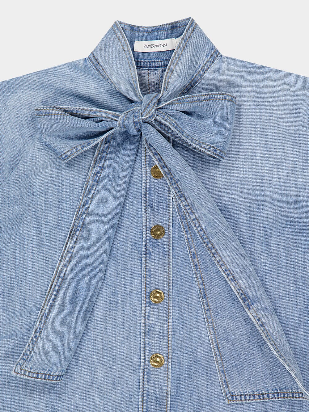 Skylark Blue Indra Denim Tie Blouse - Image 5