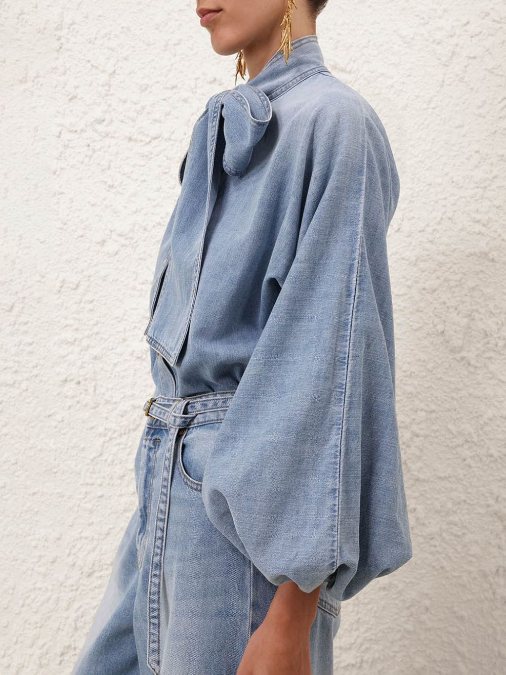 Skylark Blue Indra Denim Tie Blouse - Image 6