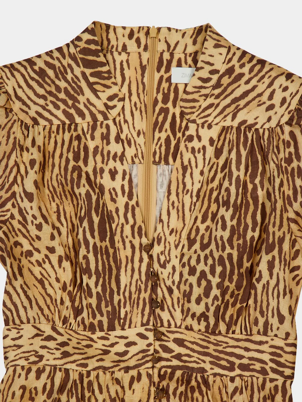 Tan Leopard Cascadian Plunge Midi Dress - Image 3