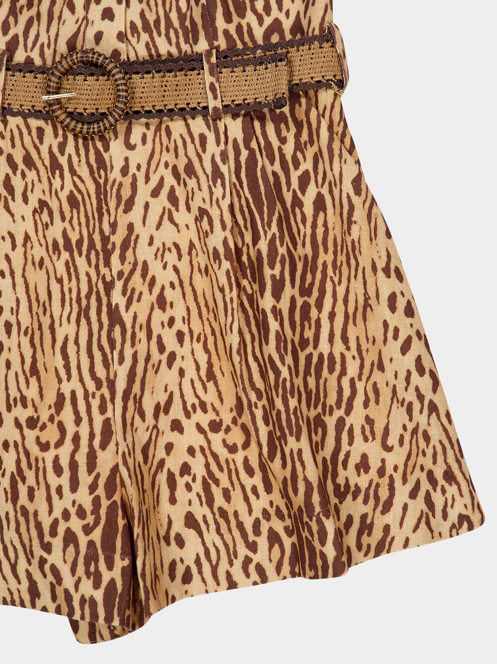 Tan Leopard Linen Halter Playsuit - Image 4