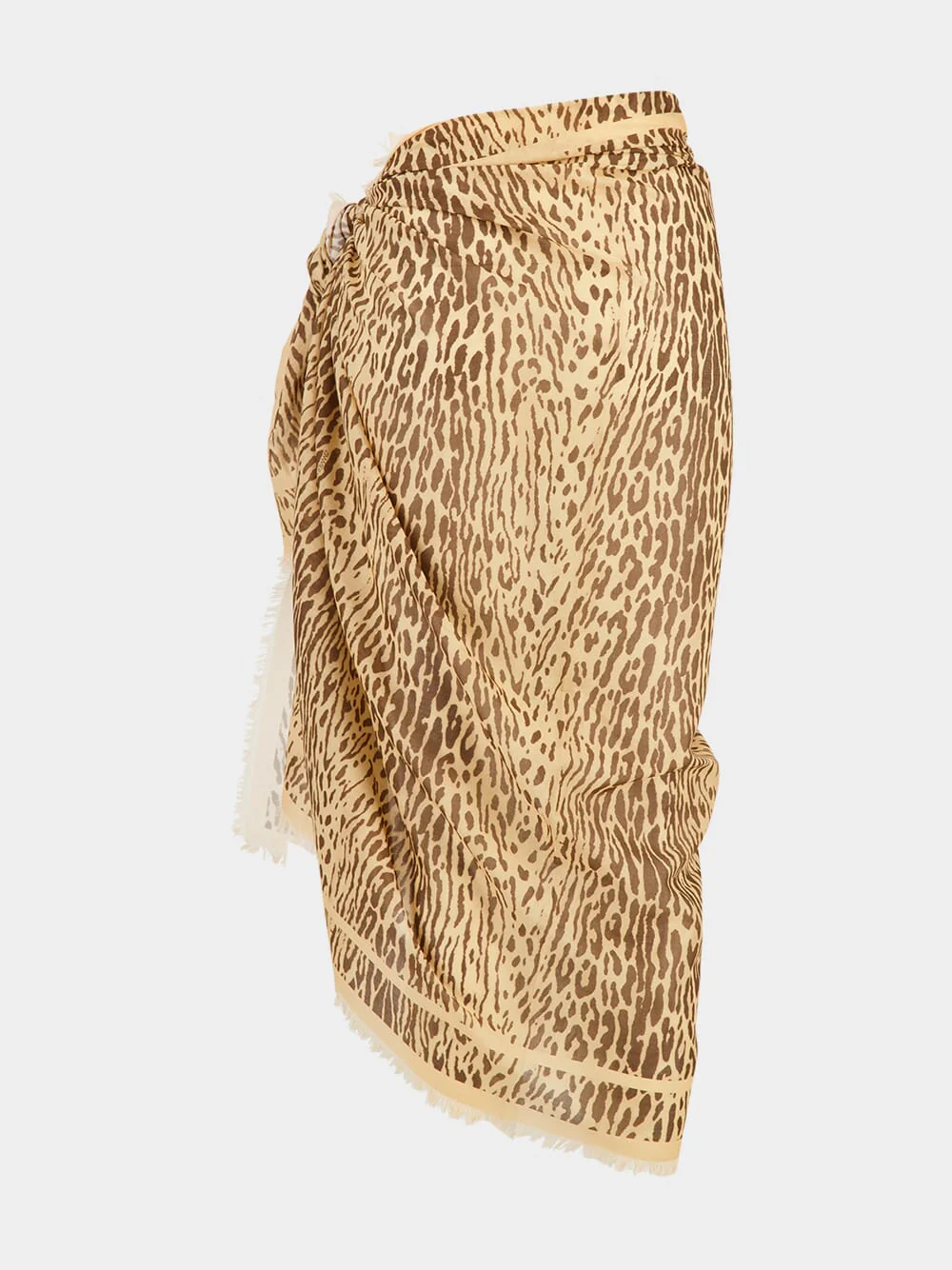 Tan Leopard Printed Cotton Pareo - Image 5