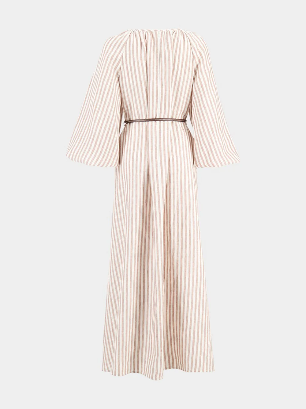 Tan Stripe Cascadian Linen Maxi Dress - Image 2