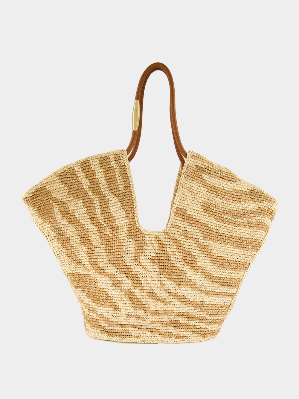 Tan Zebra Goldentime Raffia Tote - Image 2