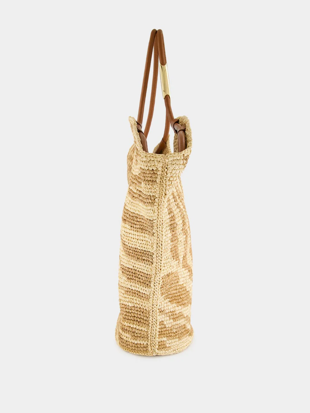 Tan Zebra Goldentime Raffia Tote - Image 4