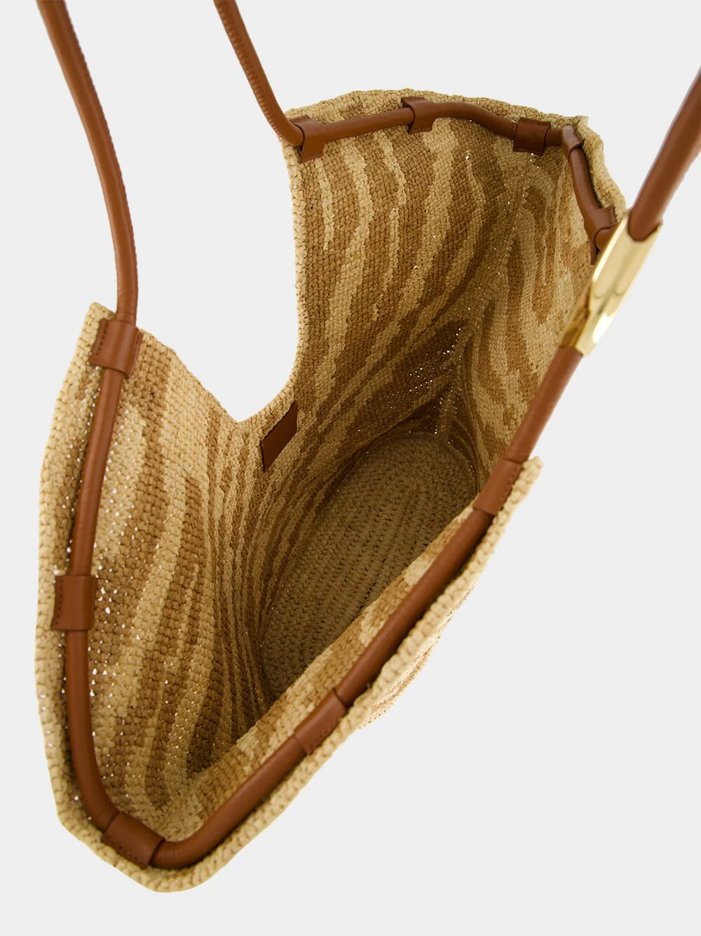Tan Zebra Goldentime Raffia Tote - Image 6