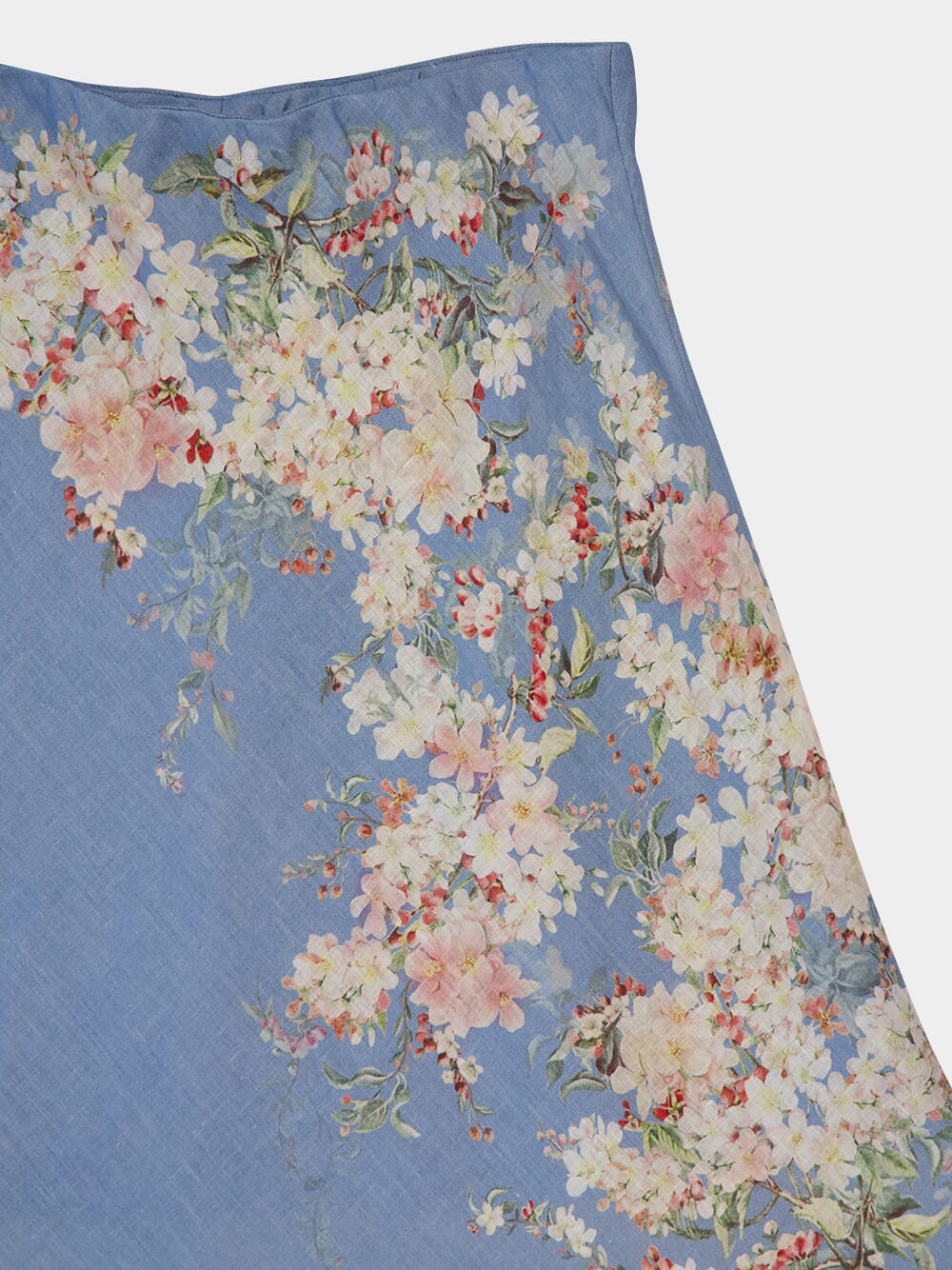 Teal Blue Botanical Floral Cascadian Bias Skirt - Image 3