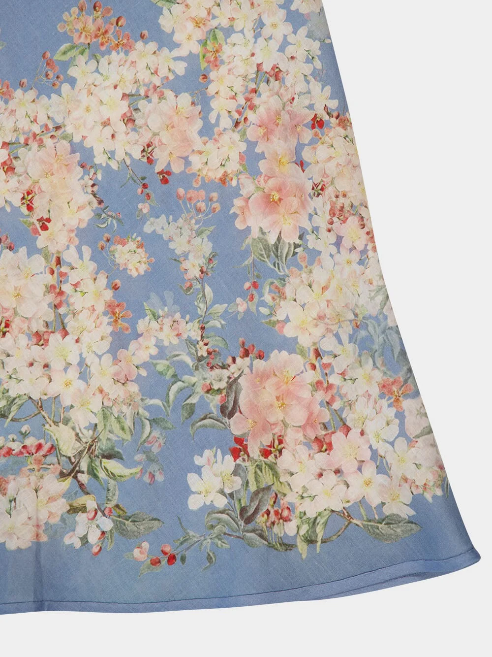 Teal Blue Botanical Floral Cascadian Bias Skirt - Image 4